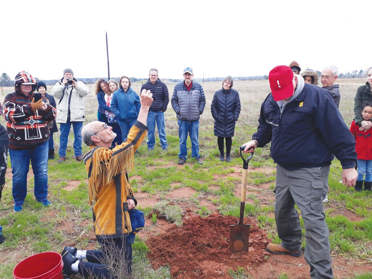 blessing over a planting project at Caddo Mounds State Historic Mound