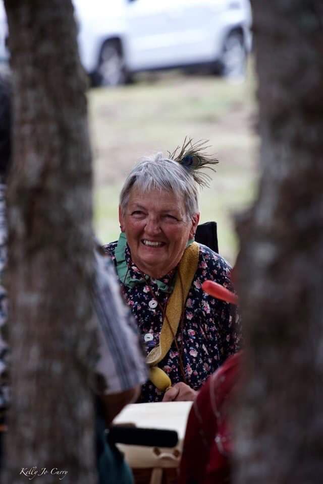 Tsalagiyi Nvdagi Tribal Ani Awi Deer Clan mother Janice Hall at the women's drum