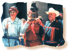 Chief D.L. Hicks, Chief Charles Rogers, White Chief Al Herrin with Eagle bust